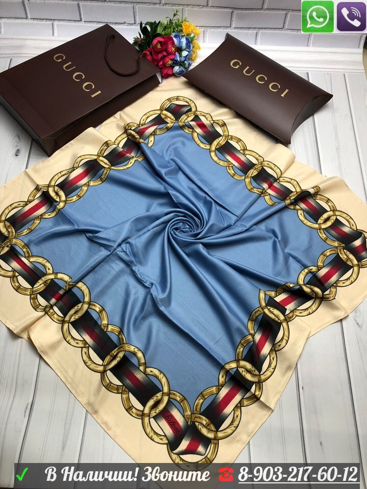 Платок Gucci шелковый 100 см - фото 3 - id-p99197720