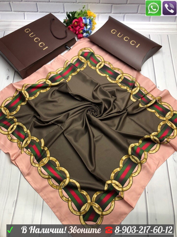Платок Gucci шелковый 100 см - фото 5 - id-p99197720