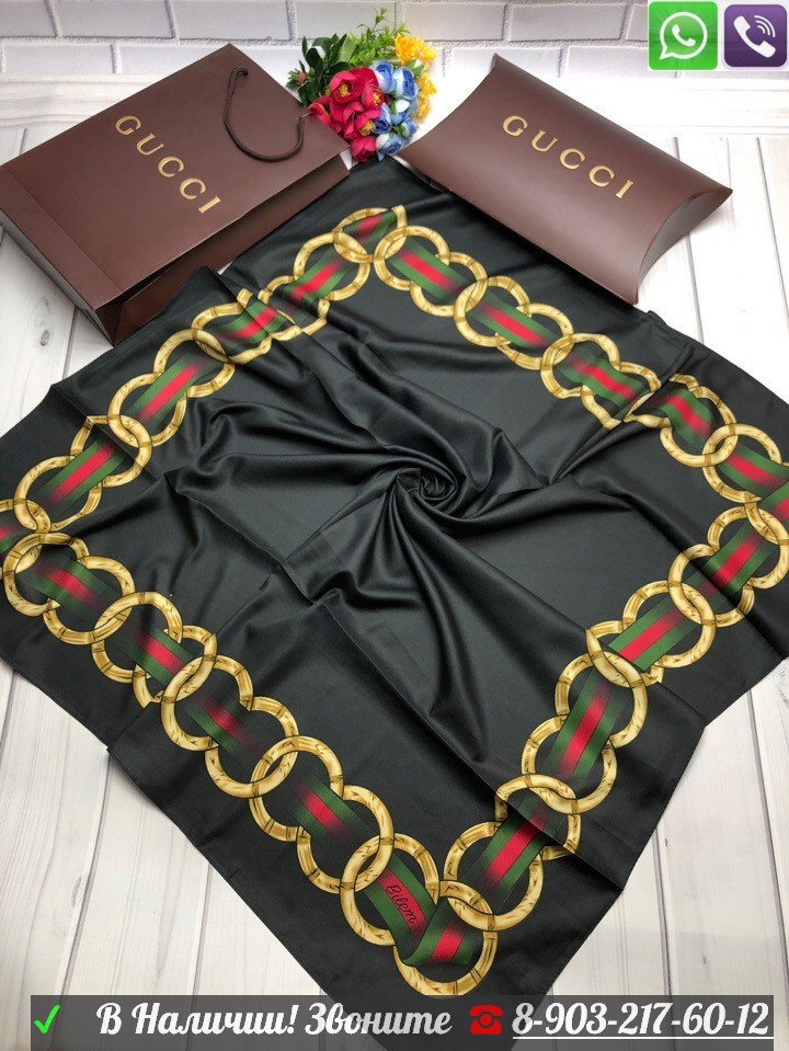 Платок Gucci шелковый 100 см - фото 9 - id-p99197720