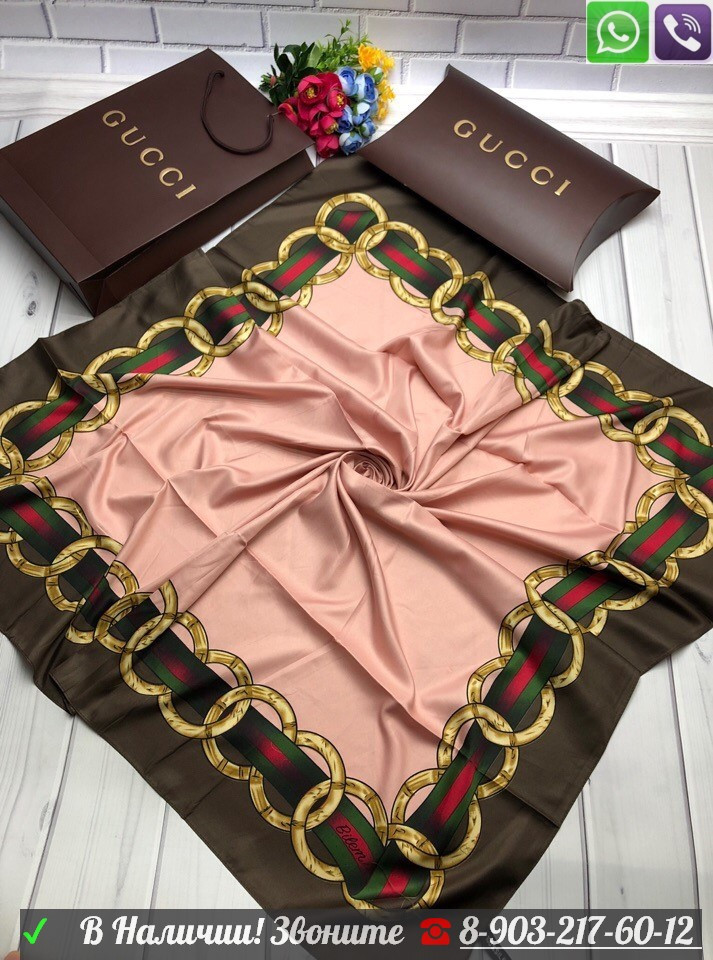 Платок Gucci шелковый 100 см - фото 1 - id-p99197721