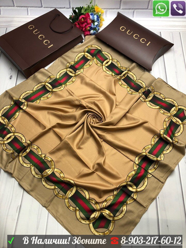 Платок Gucci шелковый 100 см - фото 4 - id-p99197721