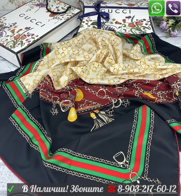 Платок Gucci шелковый Шарф с логотипом - фото 3 - id-p99197722