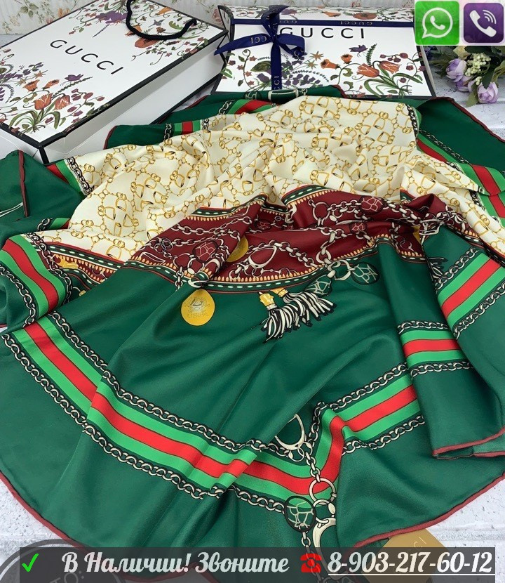 Платок Gucci шелковый Шарф с логотипом - фото 4 - id-p99197722