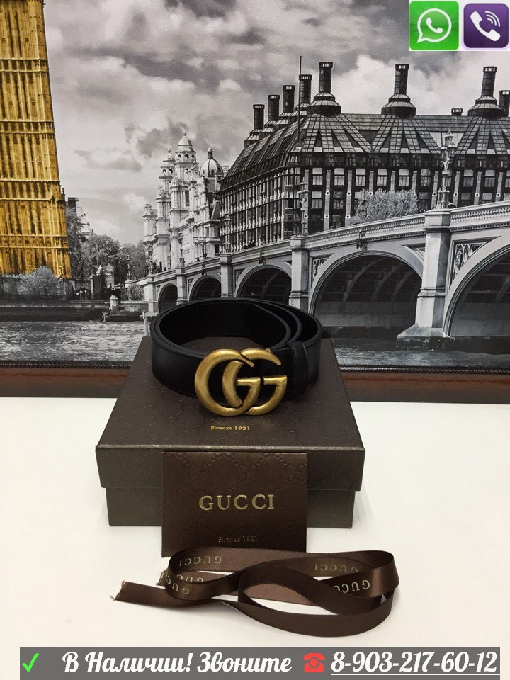 Алтын ілгегі бар қара түсті Gucci белбеуі - фото 6 - id-p99195796