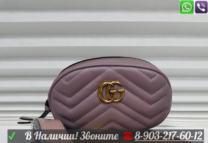 Поясная Черная Сумка Gucci GG marmont на пояс Люкс с номером - фото 6 - id-p99196766