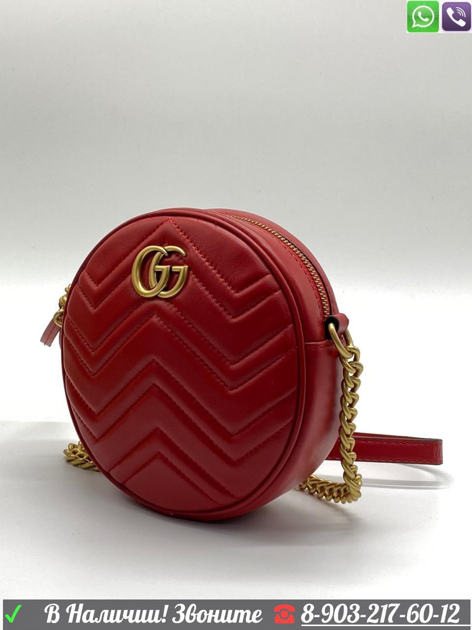 Круглый клатч Gucci marmont сумка красная Гучи - фото 4 - id-p99199588
