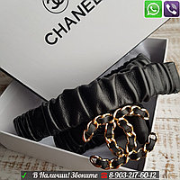Ремень Chanel черный пояс на резинке кожаный