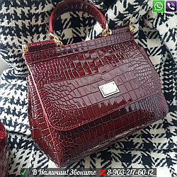 Сумка Dolce Gabbana Sicily крокодиловая бордовая