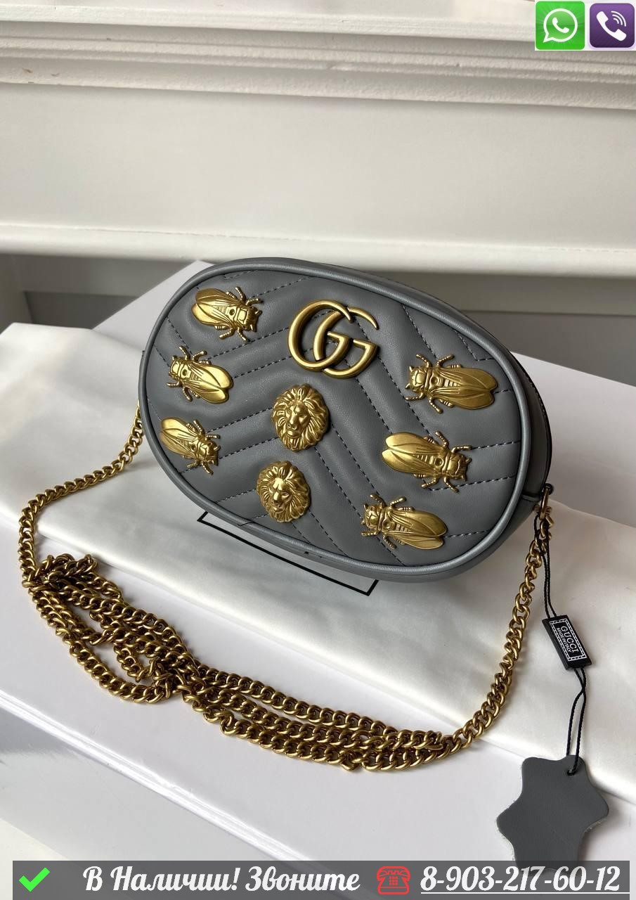 Поясная сумка Gucci GG Marmont Серый - фото 1 - id-p99213039