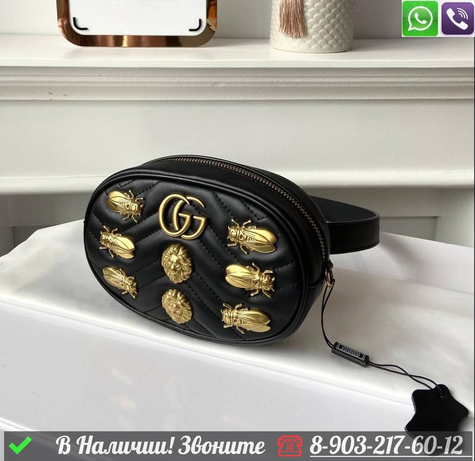 Поясная сумка Gucci GG Marmont Серый - фото 8 - id-p99213039