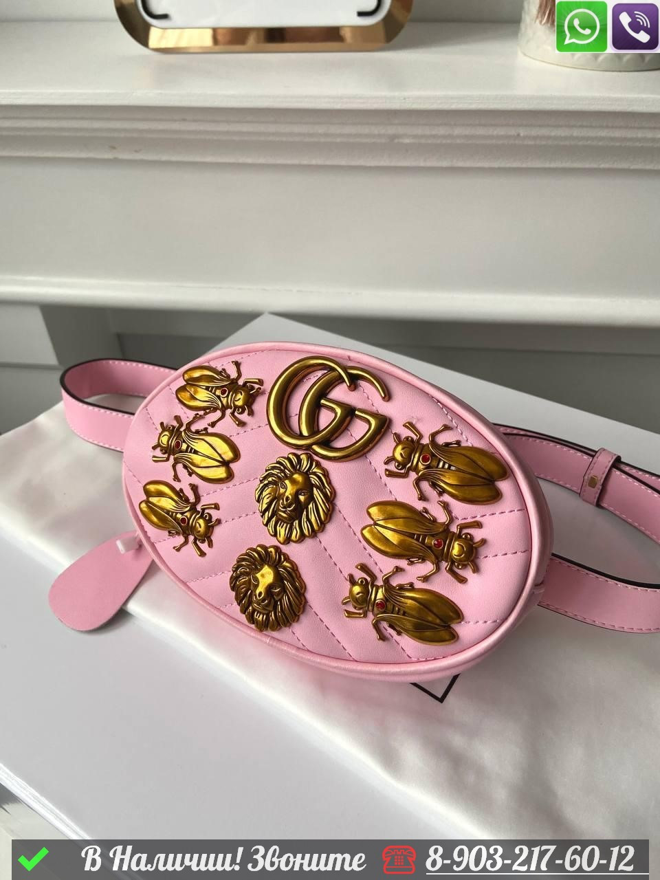 Поясная сумка Gucci GG Marmont Розовый - фото 10 - id-p99213040
