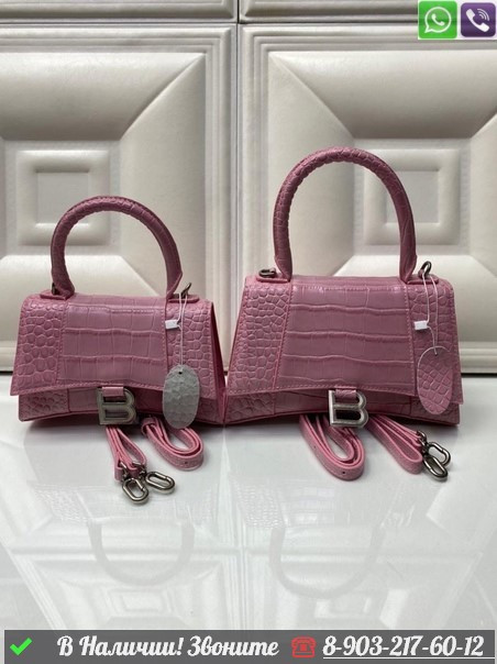 Сумка Balenciaga Hourglass крокодиловая Голубой