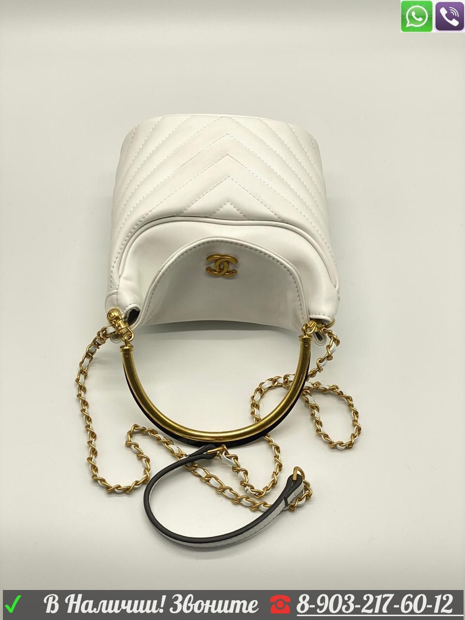 Сумка Chanel клатч кашпо Шанель кожаный - фото 6 - id-p99199610