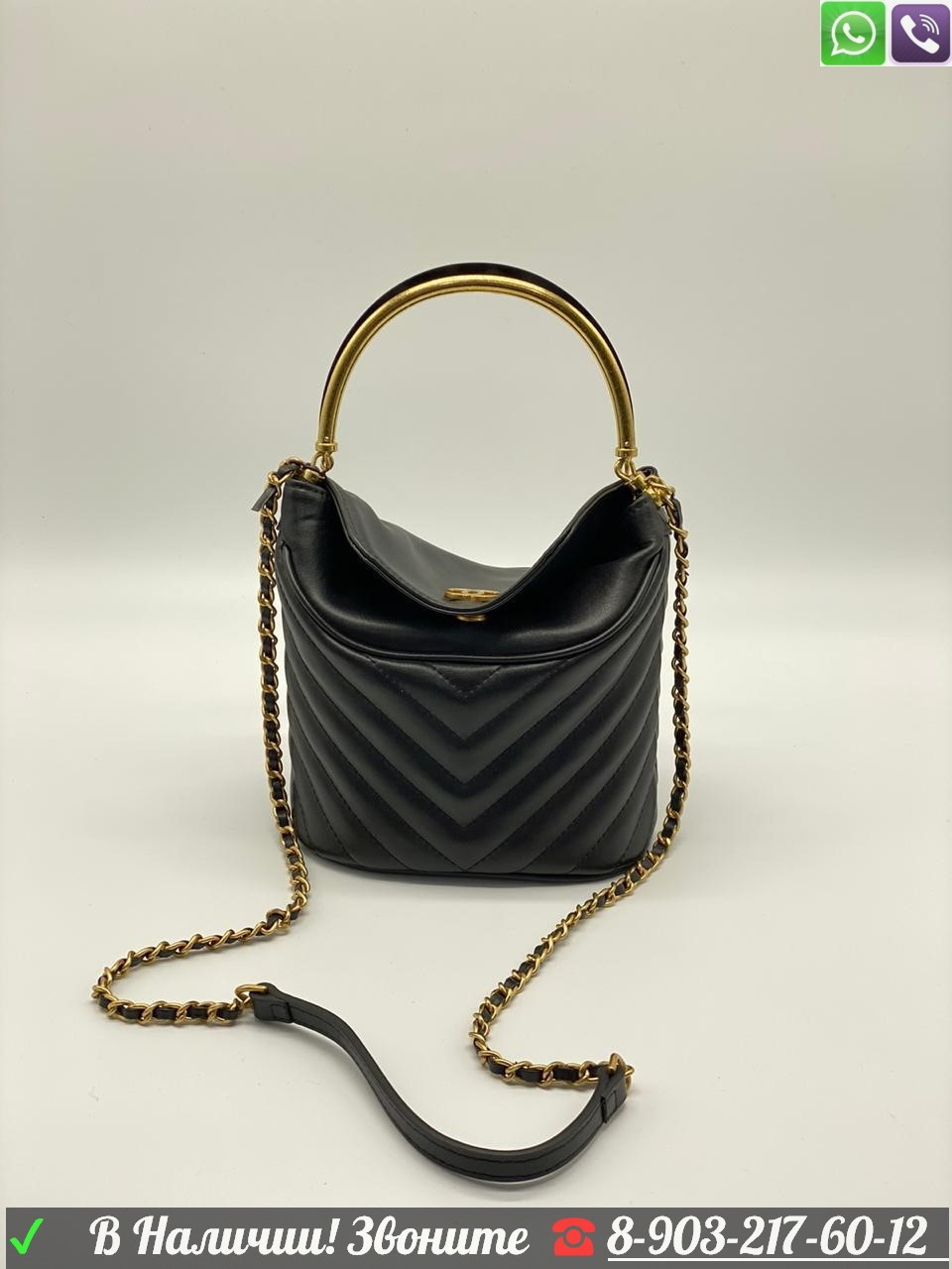 Сумка Chanel клатч кашпо Шанель кожаный, фото 1