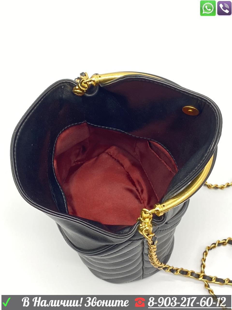 Сумка Chanel клатч кашпо Шанель кожаный - фото 7 - id-p99199610