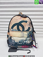 Рюкзак Chanel Graffity тканевый с цепью Бежевый
