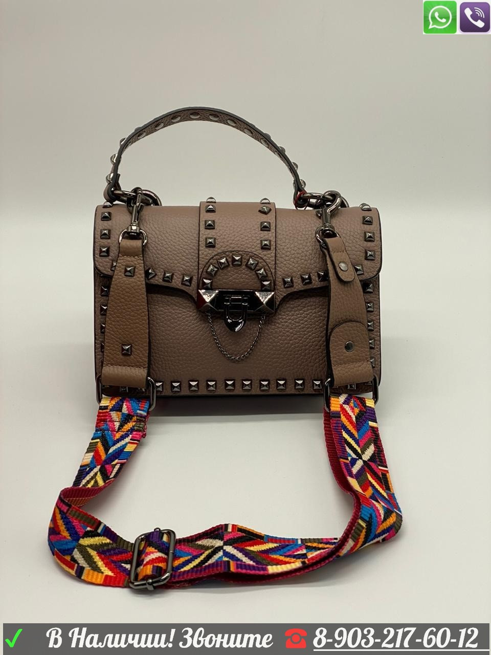 Сумка Valentino Garavani Rockstud c широким ремнем - фото 2 - id-p99199649