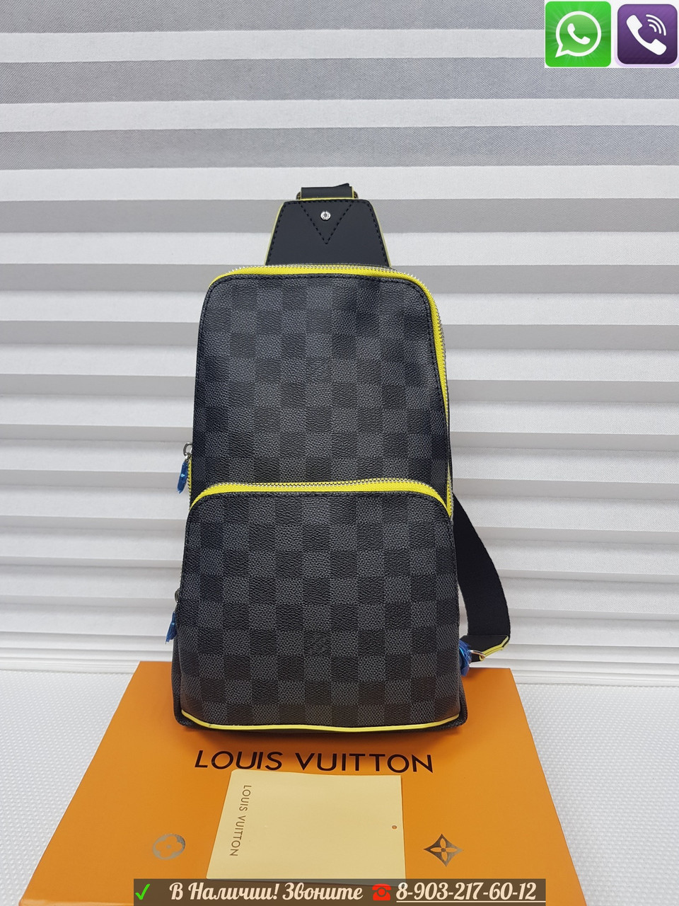 Replica Louis Vuitton Avenue Sling Bag N41056 Damier Graphite Canvas For  Sale