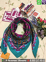 Шарф Etro Шелковый Платок Этро Голубой