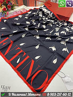 Платок Valentino шелковый с цветами Черный