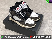Зимние кроссовки Nike Air Jordan Mid 1 коричневые
