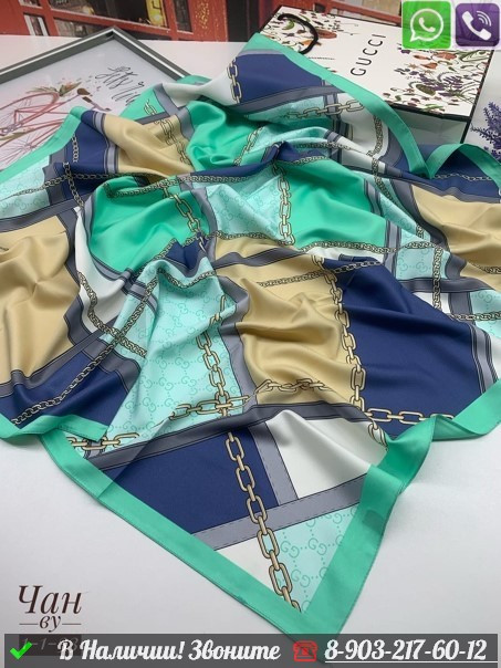 Платок Gucci шелковый с геометрическим орнаментом - фото 2 - id-p99212244