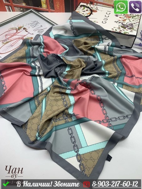 Платок Gucci шелковый с геометрическим орнаментом - фото 3 - id-p99212244