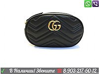 GG Сумка на пояс Gucci Marmont Гучи Черная Красная