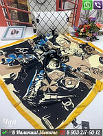 Платок Chanel шелковый с акварельным принтом Желтый