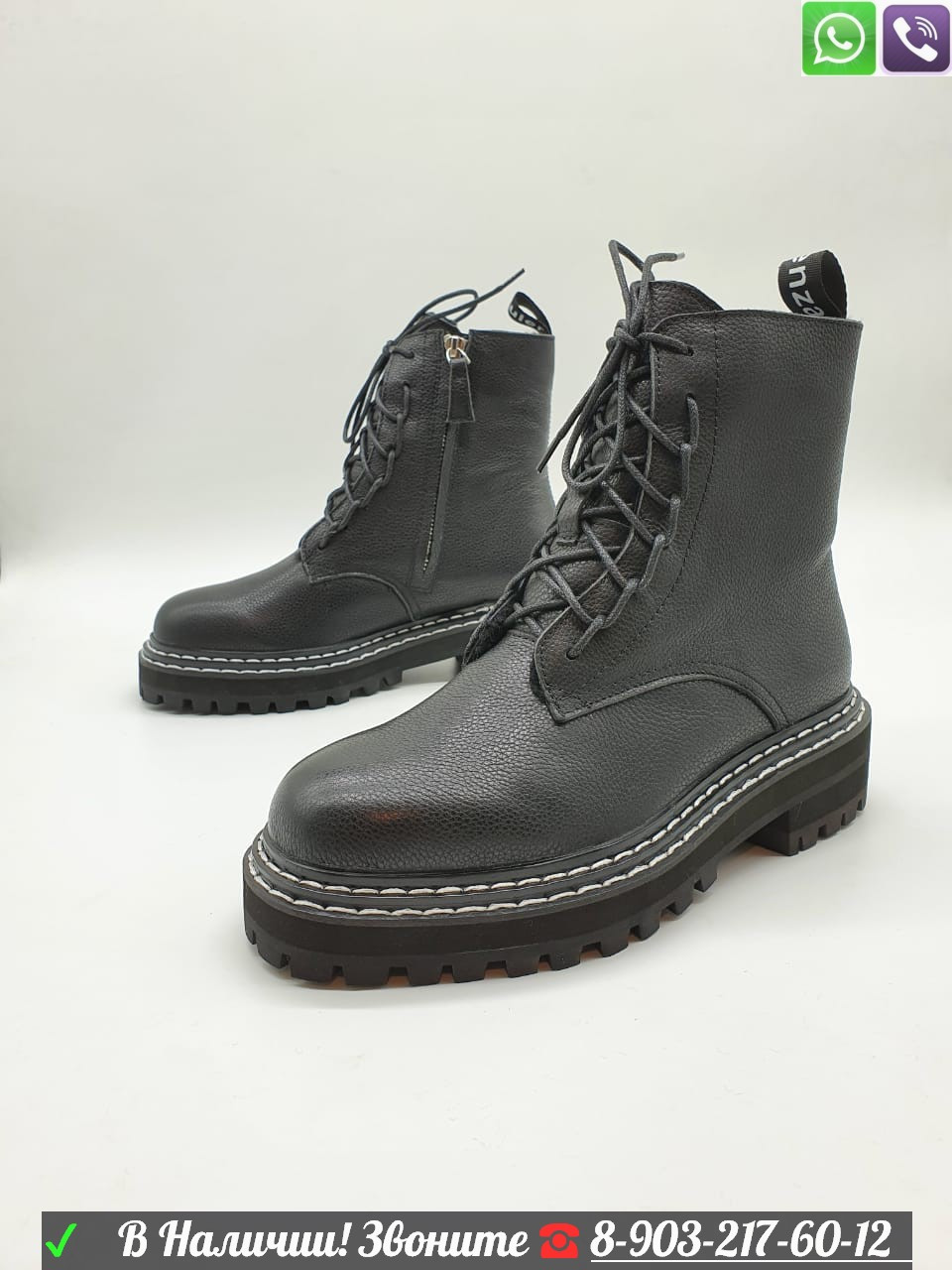 Высокие ботинки Proenza Schouler кожаные черные - фото 3 - id-p99201688