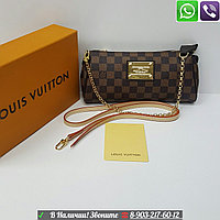 Сумка Louis Vuitton Eva Damier Ebene Луи Виттон Ева Коричневая Клатч