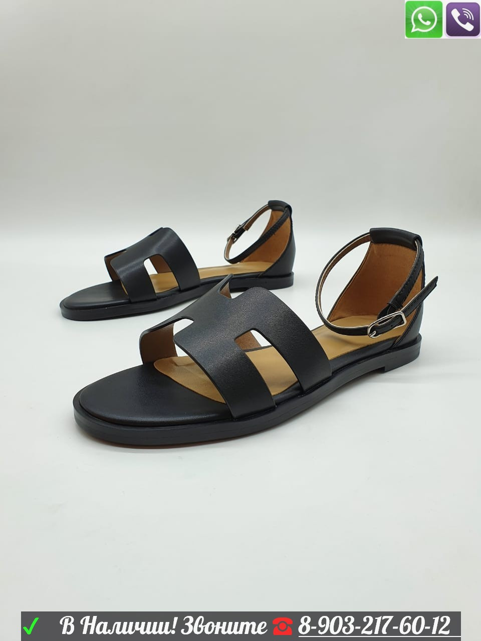 Сандали Hermes Santorini Sandal Гермес босоножки Коричневый - фото 6 - id-p99201694