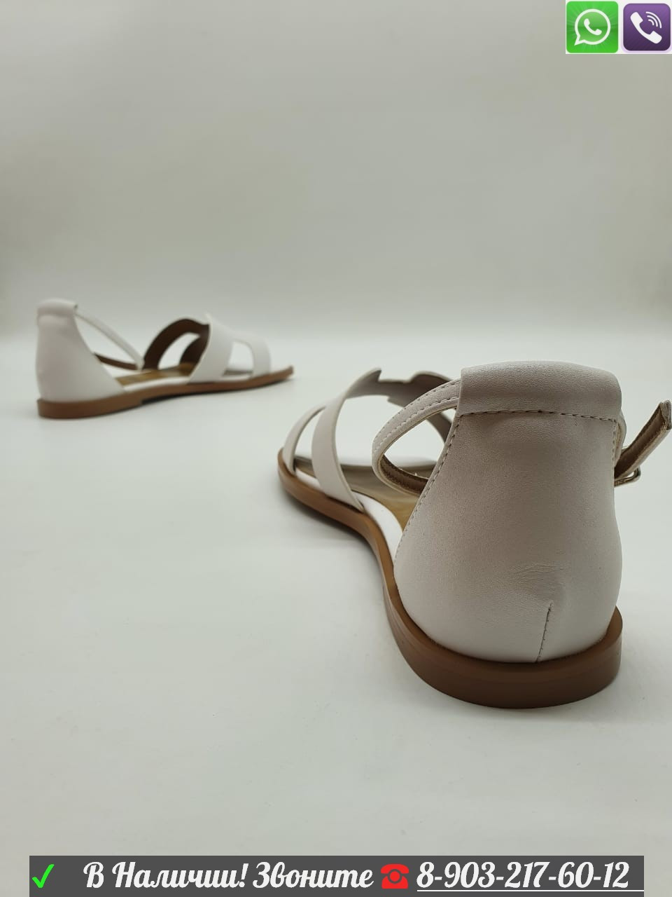 Сандали Hermes Santorini Sandal Гермес босоножки Белый - фото 9 - id-p99201695