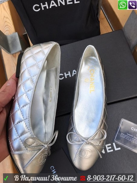 Балетки Chanel Ballerinas серебряные - фото 7 - id-p99205478