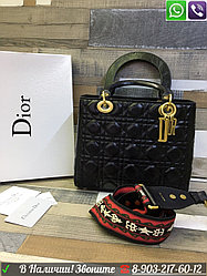 Сумка Dior Lady черная Диор Леди с широким ремнем