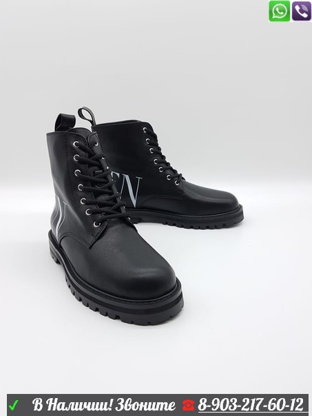 Ботинки на шнуровке Valentino черные - фото 1 - id-p99208389