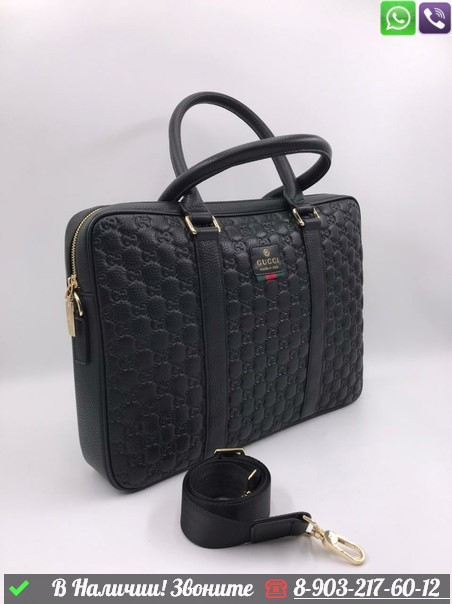 Деловая сумка Gucci Signature черная - фото 2 - id-p99213266