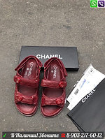Сандалии Chanel женские стеганые Бордовый