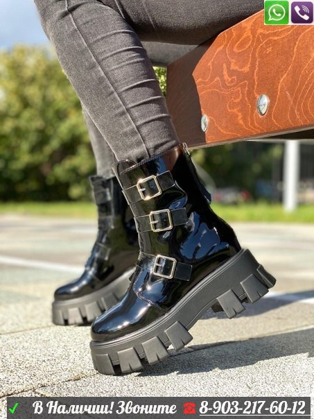 Высокие ботинки Prada с ремешками Черный - фото 4 - id-p99210336