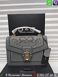 Сумка Dolce Gabbana Lucia D&G клатч c вышивкой Серебряный