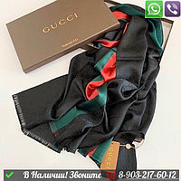 Палантин Gucci GG кашемировый с полоской Web Черный
