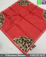 Платок Louis Vuitton шелковый с леопардовыим принтом Красный