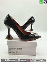 Туфли Amina Muaddi Амина Муадди черные с пряжкой