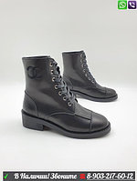 Ботинки Chanel на шнуровке черные