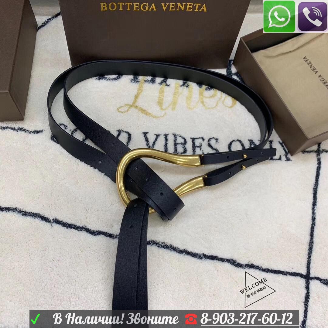 Пояс BOTTEGA VENETA Боттега тонкий черный - фото 7 - id-p99198975