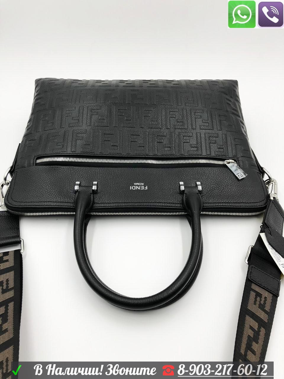 Сумка FENDI Фенди мужской портфель черный - фото 4 - id-p99198976