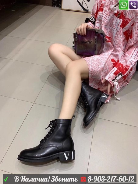 Ботинки Valentino черные на шнуровке - фото 5 - id-p99202771