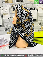 Платок Fendi FF шелковый с принтом FF Серый