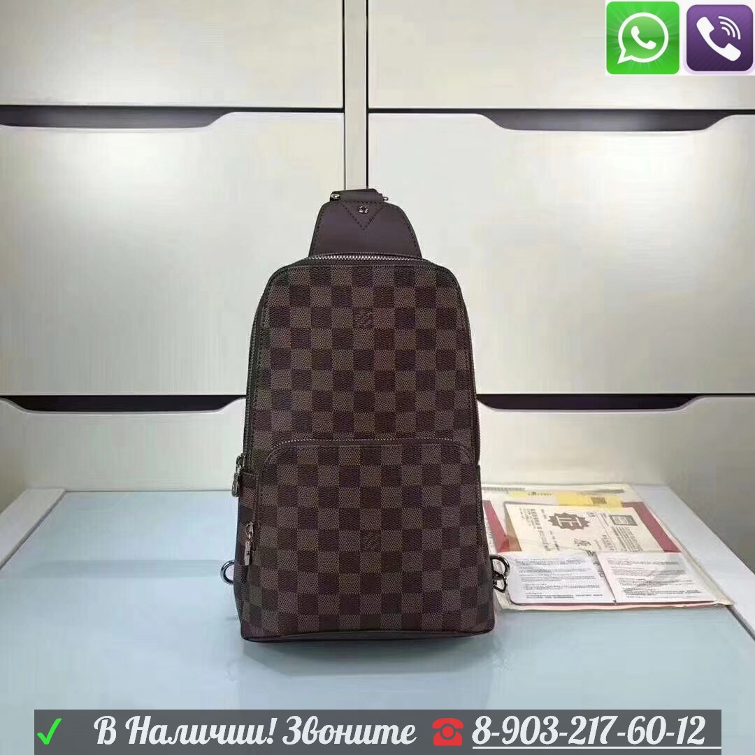 Сумка Рюкзак Мужской Louis Vuitton Avenue Sling Луи Витон Серый Слинг - фото 6 - id-p99196189