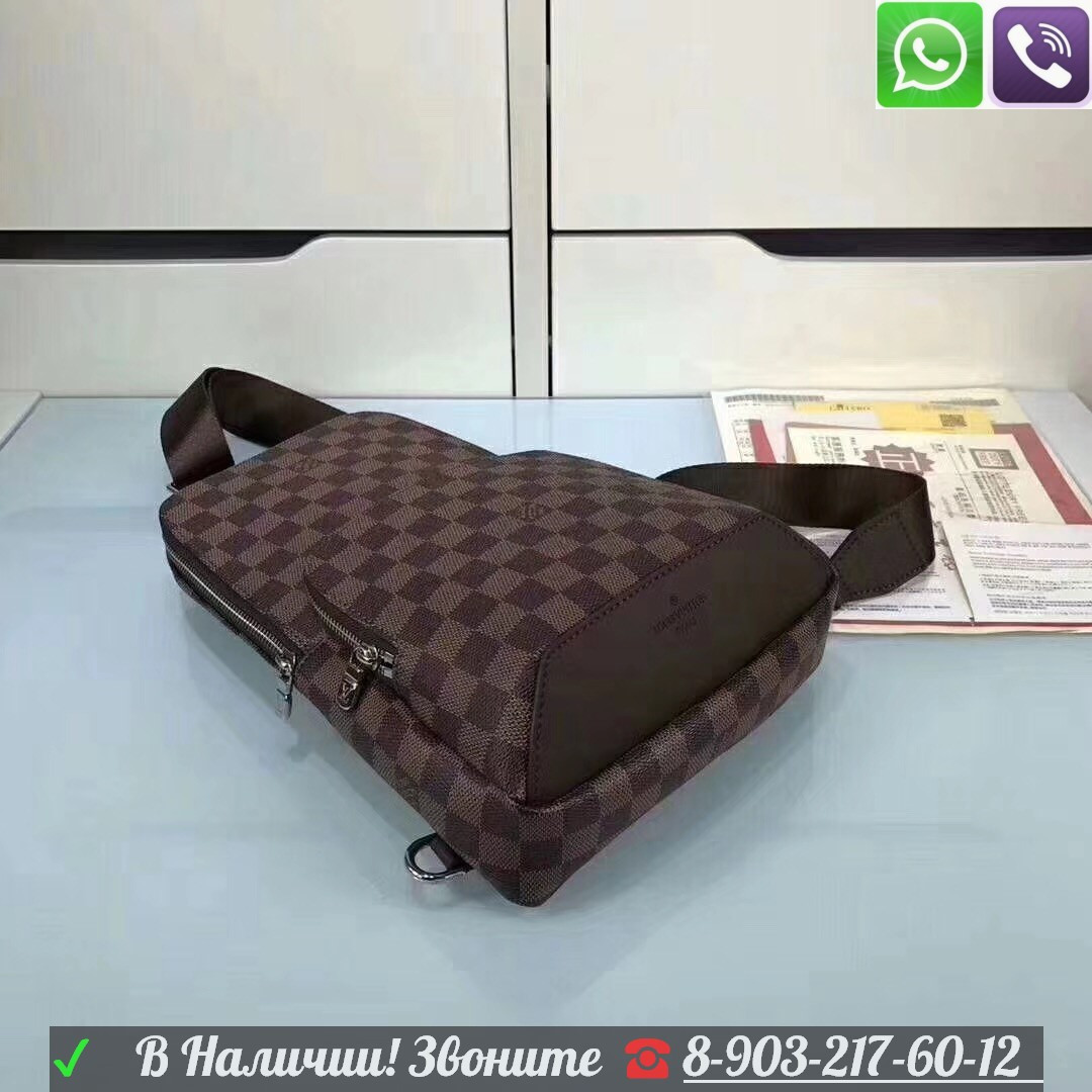 Сумка Рюкзак Мужской Louis Vuitton Avenue Sling Луи Витон Серый Слинг - фото 8 - id-p99196189